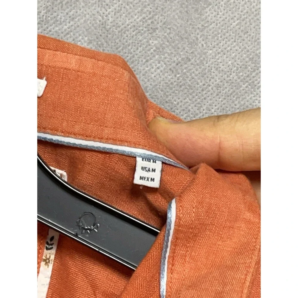 Porter & Ash Shirt Men M Orange Linen Button Up‎ Academia Vacation Casual Hybrid